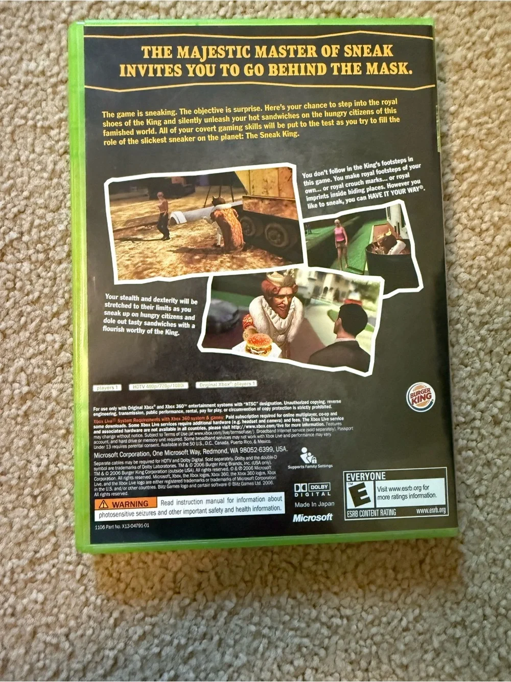 Sneak King | XBOX Live | Vintage Video Game